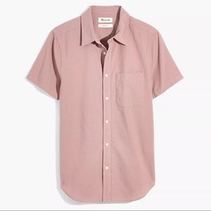 Madewell Crinkle Cotton Perfect Short-Sleeve Shirt in Vintage Petal
